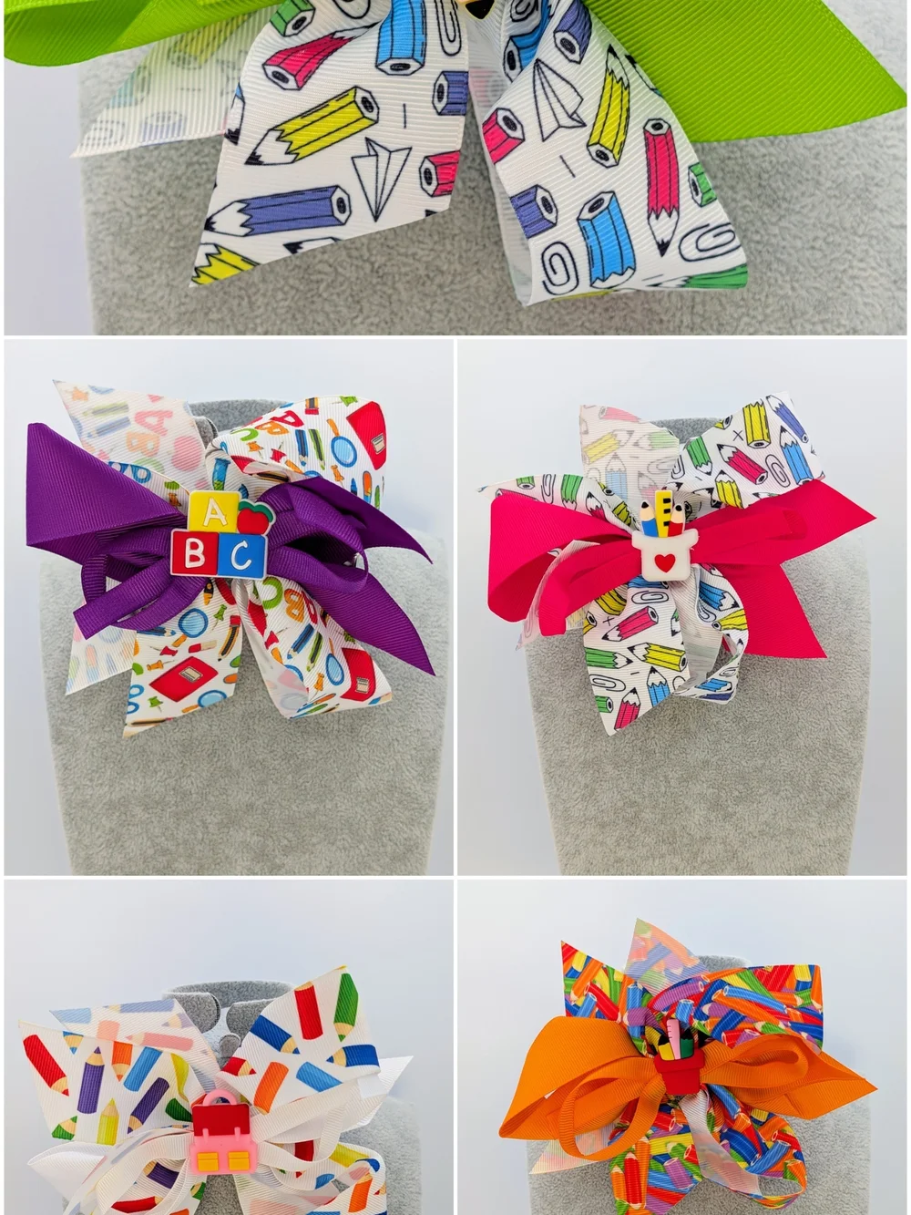 Multi-Color School Themed Alligator Clip Hairbows- Bundle Or Single Price